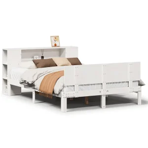 Bed met boekenkast zonder matras grenenhout wit 140×200 cm Bed met boekenkast zonder matras grenenhout wit 140×200 cm