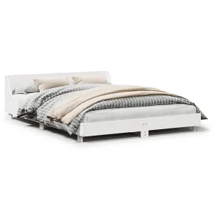 Bedframe zonder matras massief grenenhout wit 160×200 cm Bedframe zonder matras massief grenenhout wit 160×200 cm