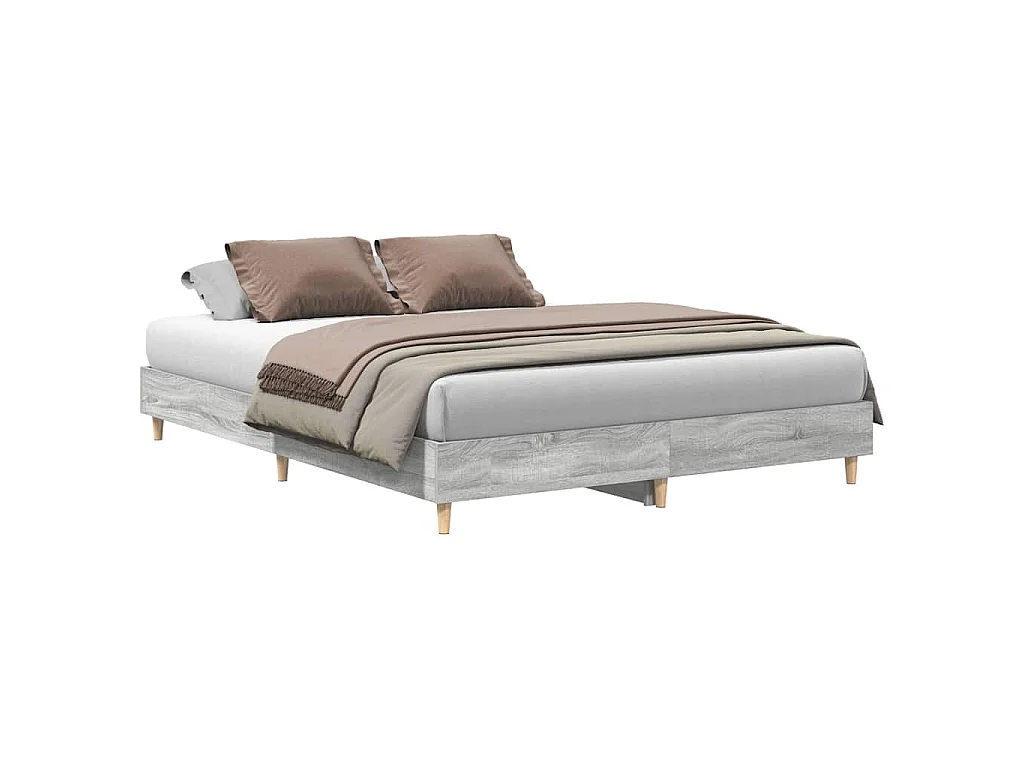 Bedframe zonder matras 140x200 cm spaanplaat grijs Sonoma