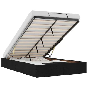 Bedframe zonder matras 120×190 cm stof zwart Bedframe zonder matras 120×190 cm stof zwart