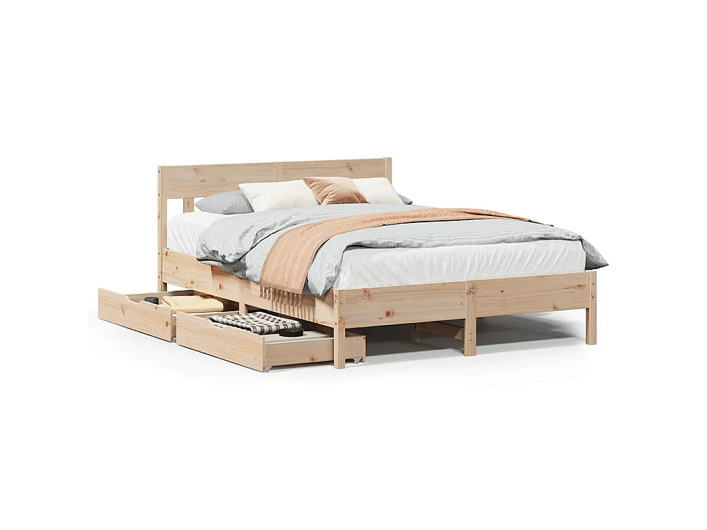 Bedframe zonder matras massief grenenhout 140x190 cm
