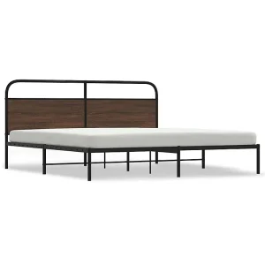 Bedframe zonder matras metaal bruin eikenkleurig 200×200 cm Bedframe zonder matras metaal bruin eikenkleurig 200×200 cm