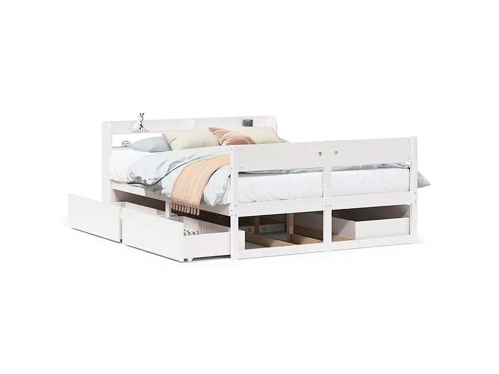 Bedframe zonder matras massief grenenhout wit 120x190 cm