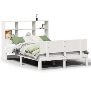 Bed met boekenkast zonder matras grenenhout wit 140×200 cm Bed met boekenkast zonder matras grenenhout wit 140×200 cm
