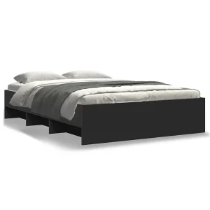 Bedframe bewerkt hout zwart 135×190 cm Bedframe bewerkt hout zwart 135×190 cm