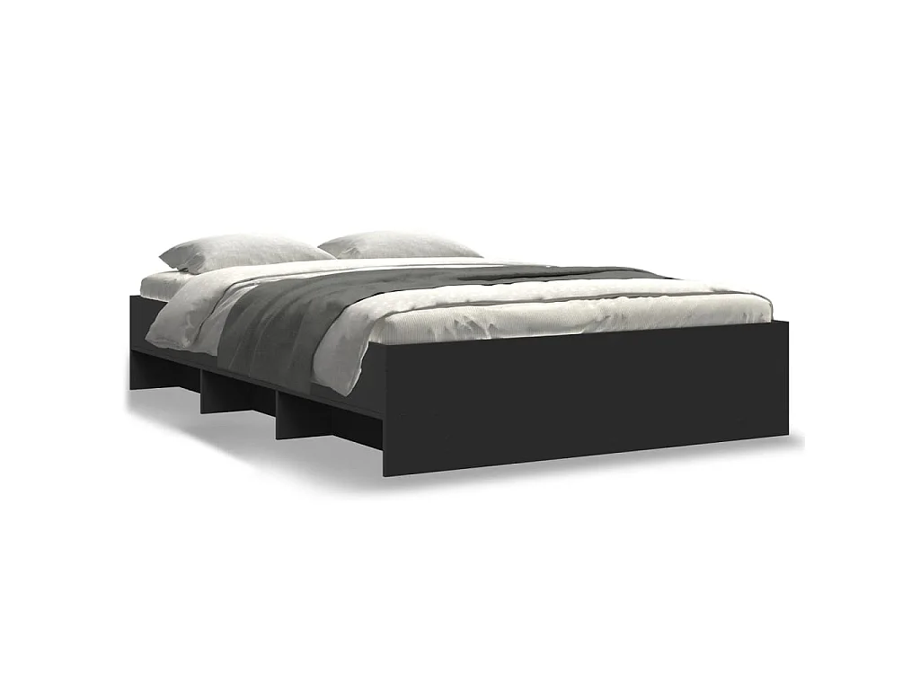 Bedframe bewerkt hout zwart 135x190 cm
