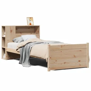 Bed met boekenkast zonder matras massief grenenhout 75×190 cm