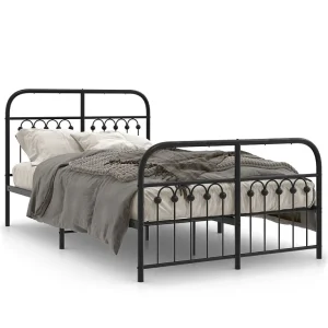 Bedframe met hoofd- en voeteneinde metaal zwart 120×200 cm Bedframe met hoofd- en voeteneinde metaal zwart 120×200 cm