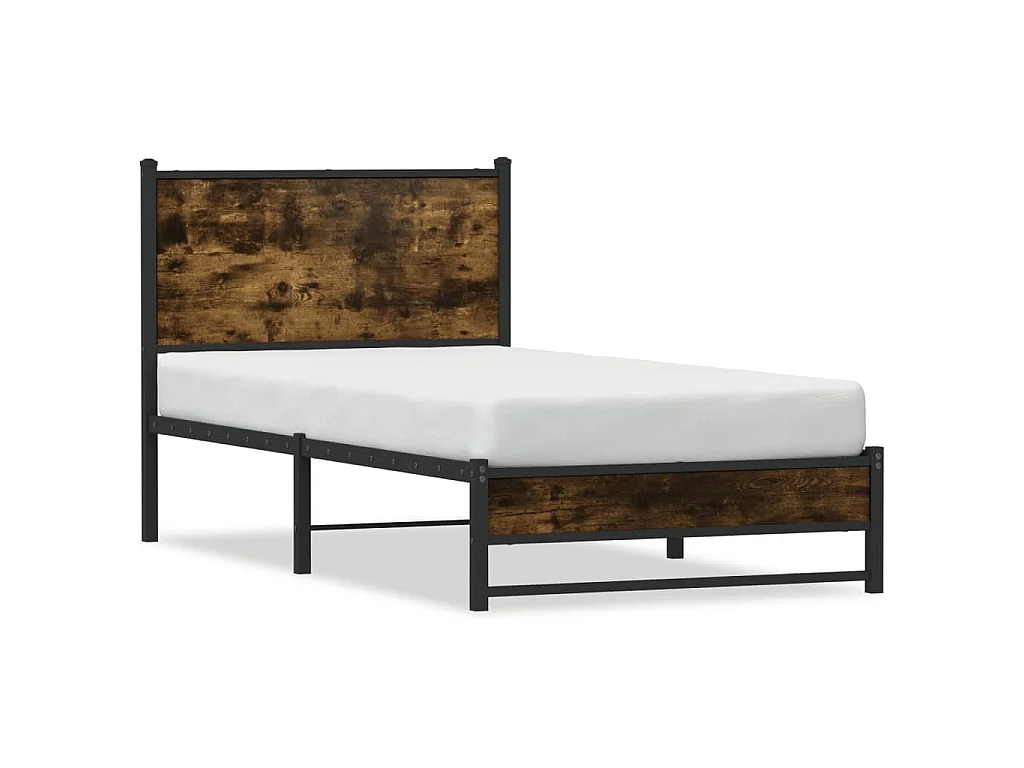 Bedframe zonder matras metaal gerookt eikenkleurig 90x200 cm