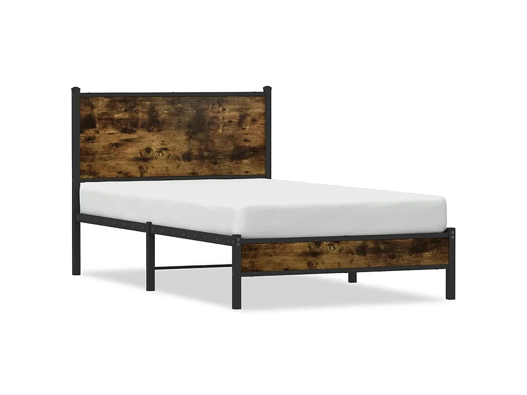 Bedframe zonder matras metaal gerookt eikenkleurig 107x203 cm
