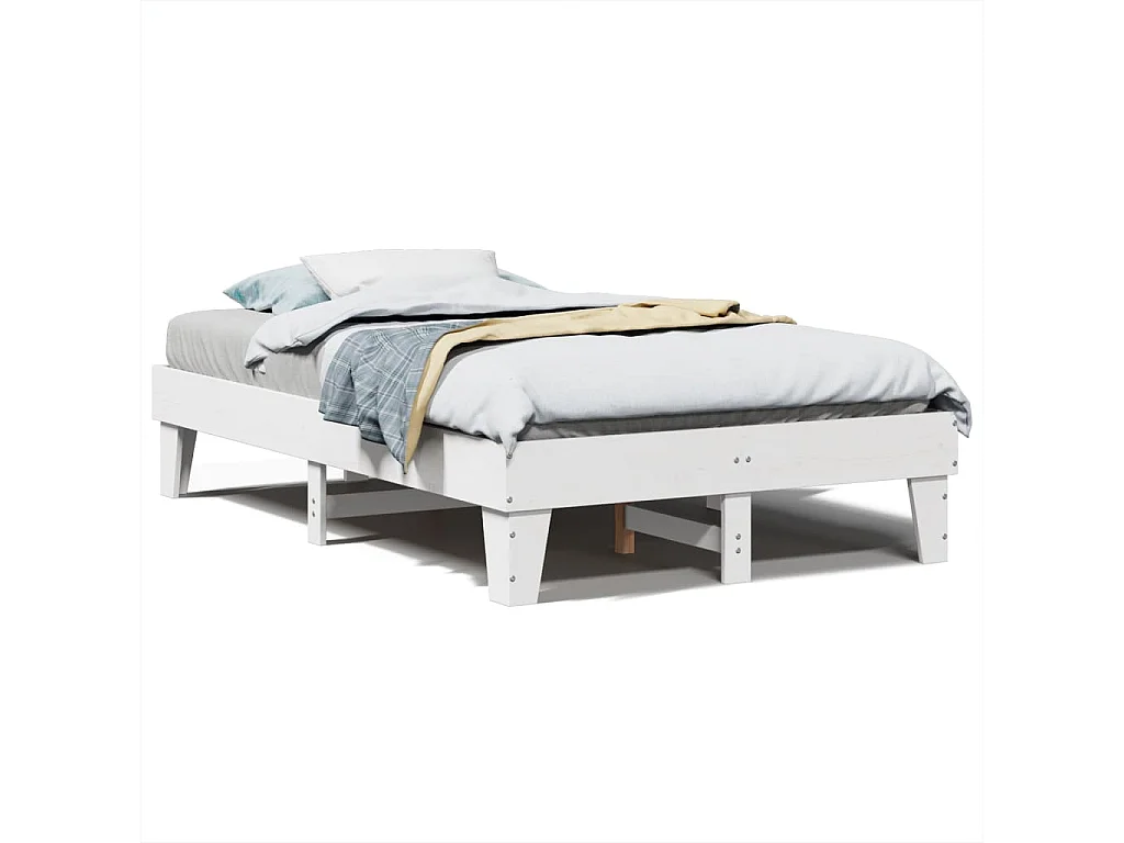 Bedframe zonder matras massief grenenhout wit 120x190 cm