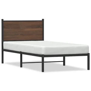 Bedframe zonder matras metaal bruin eikenkleurig 80×200 cm Bedframe zonder matras metaal bruin eikenkleurig 80×200 cm