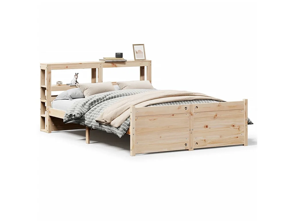 Bedframe met hoofdbord massief grenenhout 150x200 cm