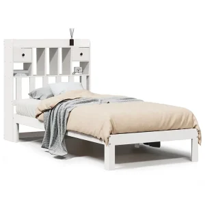 Bed met boekenkast zonder matras grenenhout wit 90×200 cm Bed met boekenkast zonder matras grenenhout wit 90×200 cm