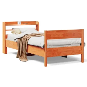 Bedframe zonder matras massief grenenhout wasbruin 75×190 cm Bedframe zonder matras massief grenenhout wasbruin 75×190 cm