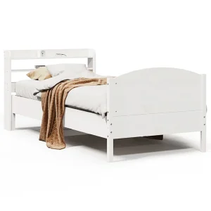 Bedframe zonder matras massief grenenhout wit 90×200 cm Bedframe zonder matras massief grenenhout wit 90×200 cm
