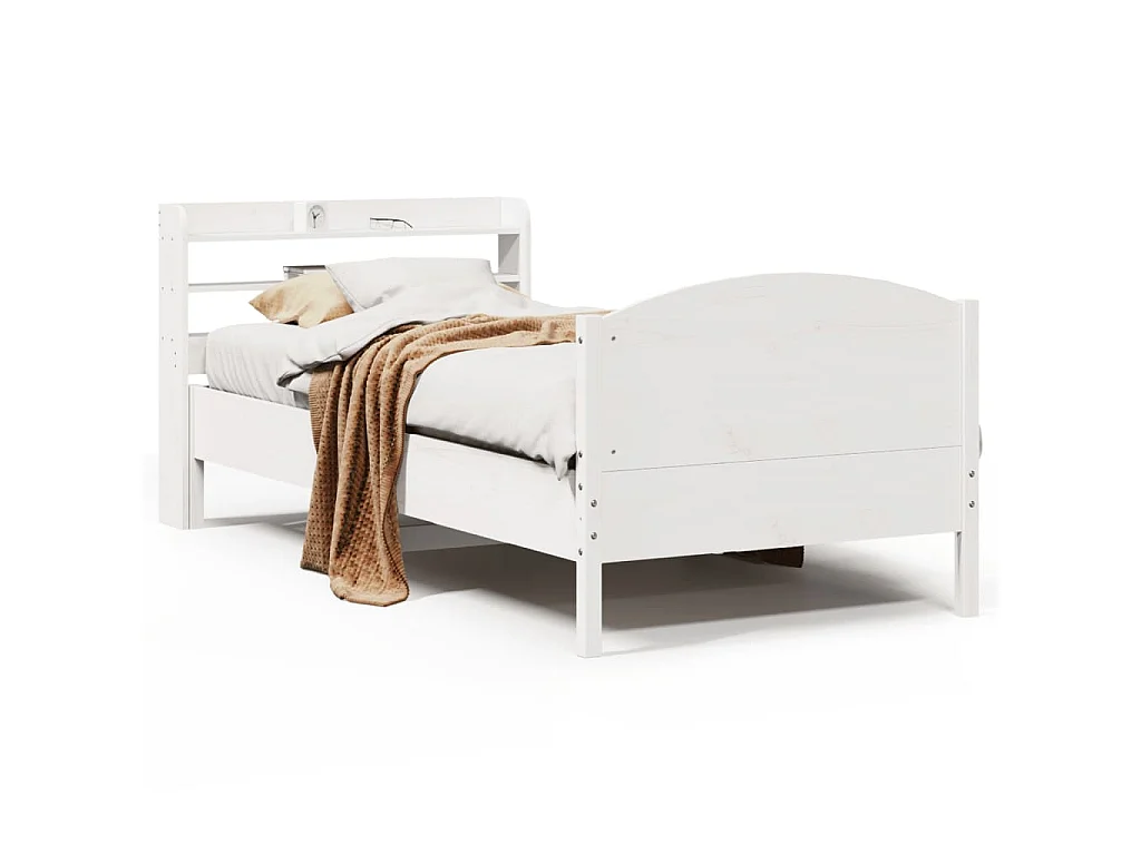 Bedframe zonder matras massief grenenhout wit 90x200 cm