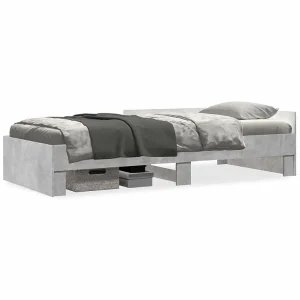 Bedframe bewerkt hout betongrijs 75×190 cm