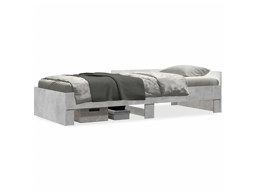 Bedframe bewerkt hout betongrijs 75x190 cm