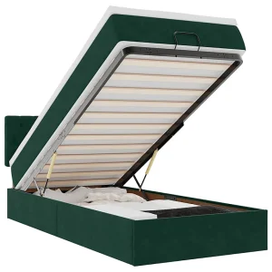 Bed poef met matras en LED's 90×200 cm fluweel donkergroen Bed poef met matras en LED's 90×200 cm fluweel donkergroen