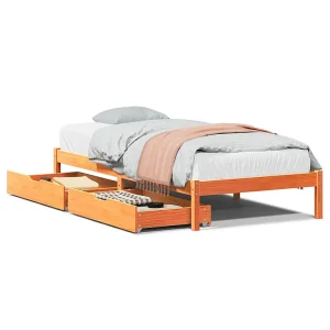 Bedframe zonder matras massief grenenhout wasbruin 75×190 cm Bedframe zonder matras massief grenenhout wasbruin 75×190 cm