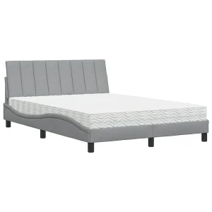 Bed met matras "Hanko" stof lichtgrijs 140×190 cm Bed met matras "Hanko" stof lichtgrijs 140×190 cm