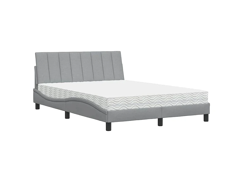 Bed met matras "Hanko" stof lichtgrijs 140x190 cm