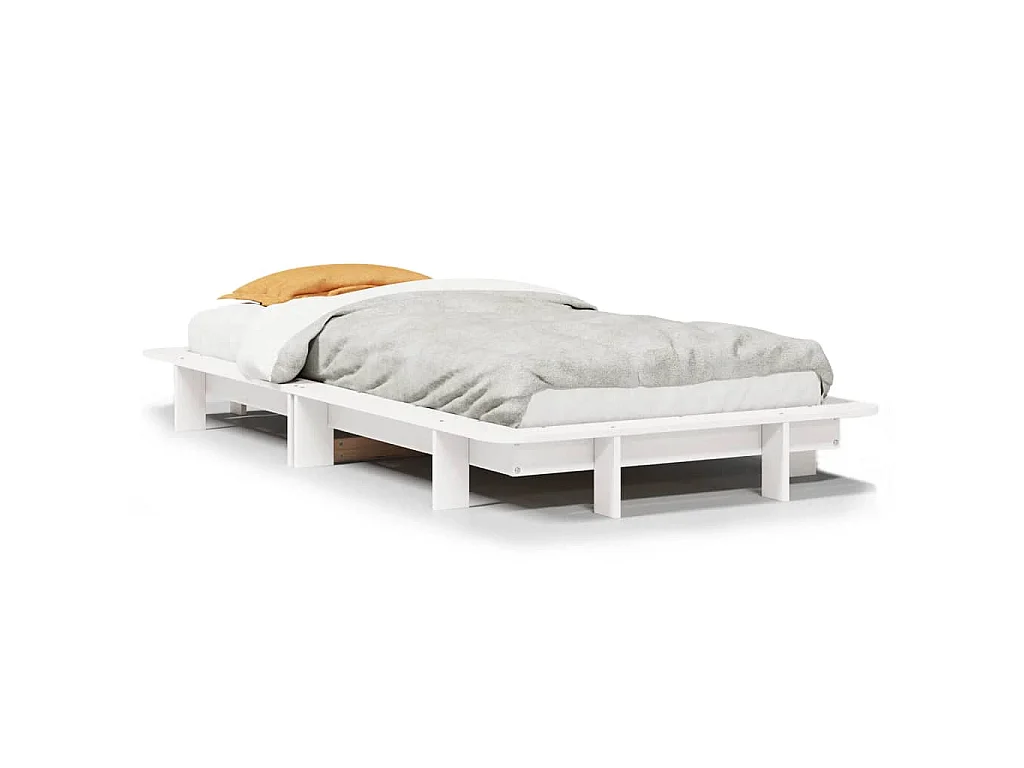 Bedframe zonder matras massief grenenhout wit 140x200 cm