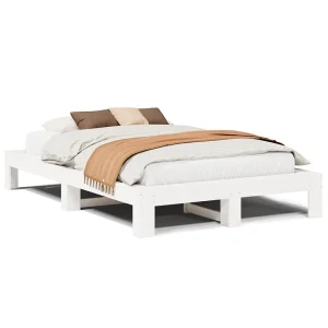 Bedframe zonder matras massief grenenhout wit 135×190 cm Bedframe zonder matras massief grenenhout wit 135×190 cm