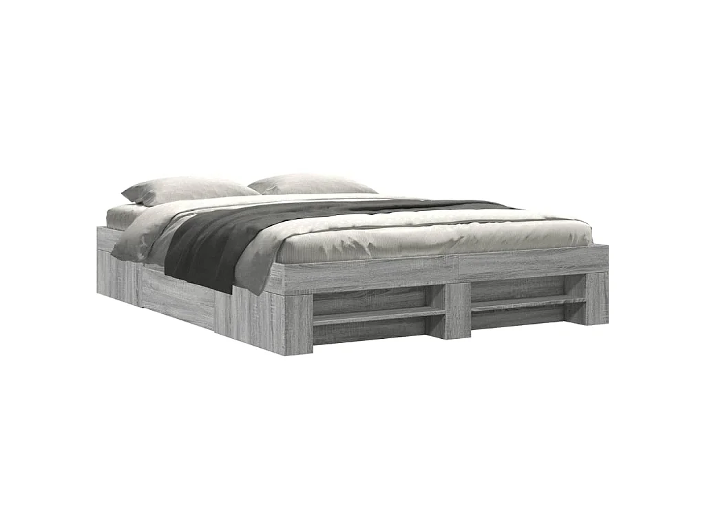 Bedframe zonder matras 160x200 cm spaanplaat grijs Sonoma