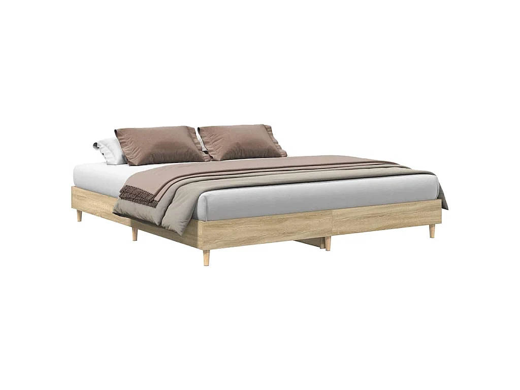 Bedframe zonder matras 200x200cm spaanplaat sonoma eikenkleurig