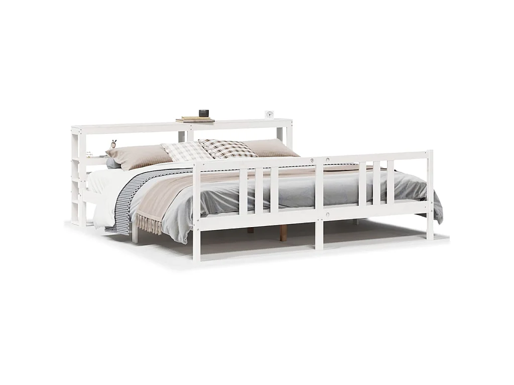 Bedframe met hoofdeinde zonder matras 200x200 cm wit