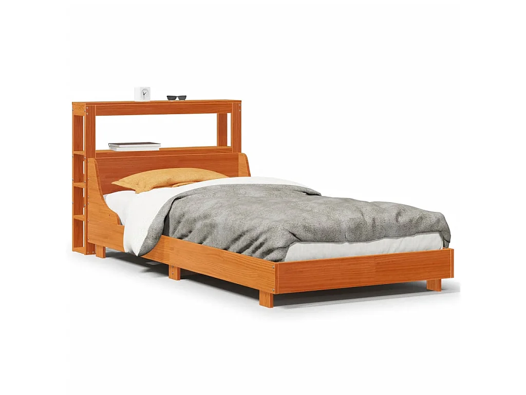 Bedframe zonder matras massief grenenhout wasbruin 100x200 cm
