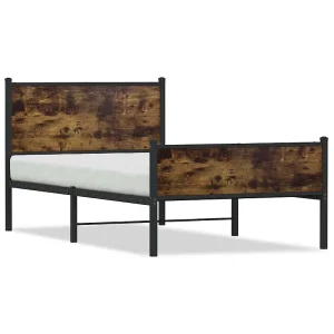 Bedframe zonder matras metaal gerookt eikenkleurig 107×203 cm