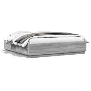 Bedframe bewerkt hout grijs sonoma eikenkleurig 180×200 cm Bedframe bewerkt hout grijs sonoma eikenkleurig 180×200 cm
