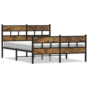 Bedframe zonder matras metaal gerookt eikenkleurig 140×190 cm Bedframe zonder matras metaal gerookt eikenkleurig 140×190 cm