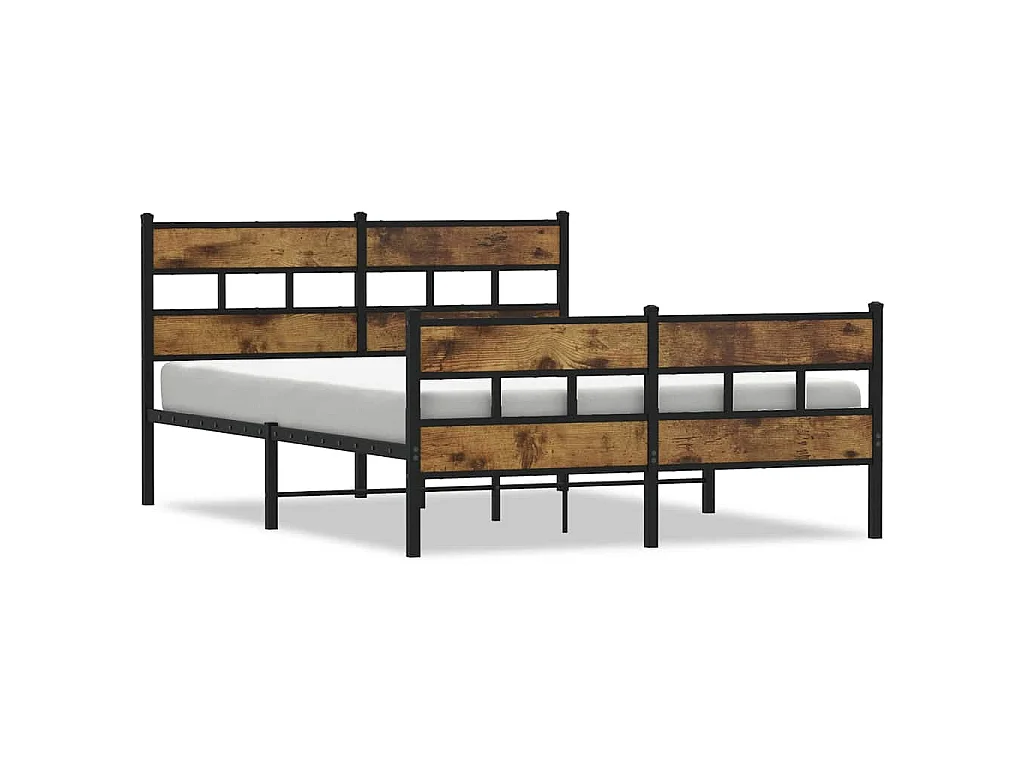 Bedframe zonder matras metaal gerookt eikenkleurig 140x190 cm