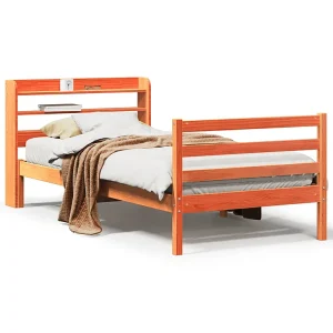 Bedframe zonder matras massief grenenhout wasbruin 75×190 cm Bedframe zonder matras massief grenenhout wasbruin 75×190 cm