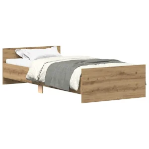 Bedframe zonder matras spaanplaat artisanaal eikenkleurig Bedframe zonder matras spaanplaat artisanaal eikenkleurig