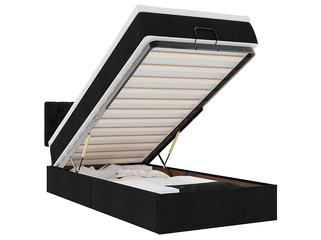 Bed met matras 100x200 cm stof zwart