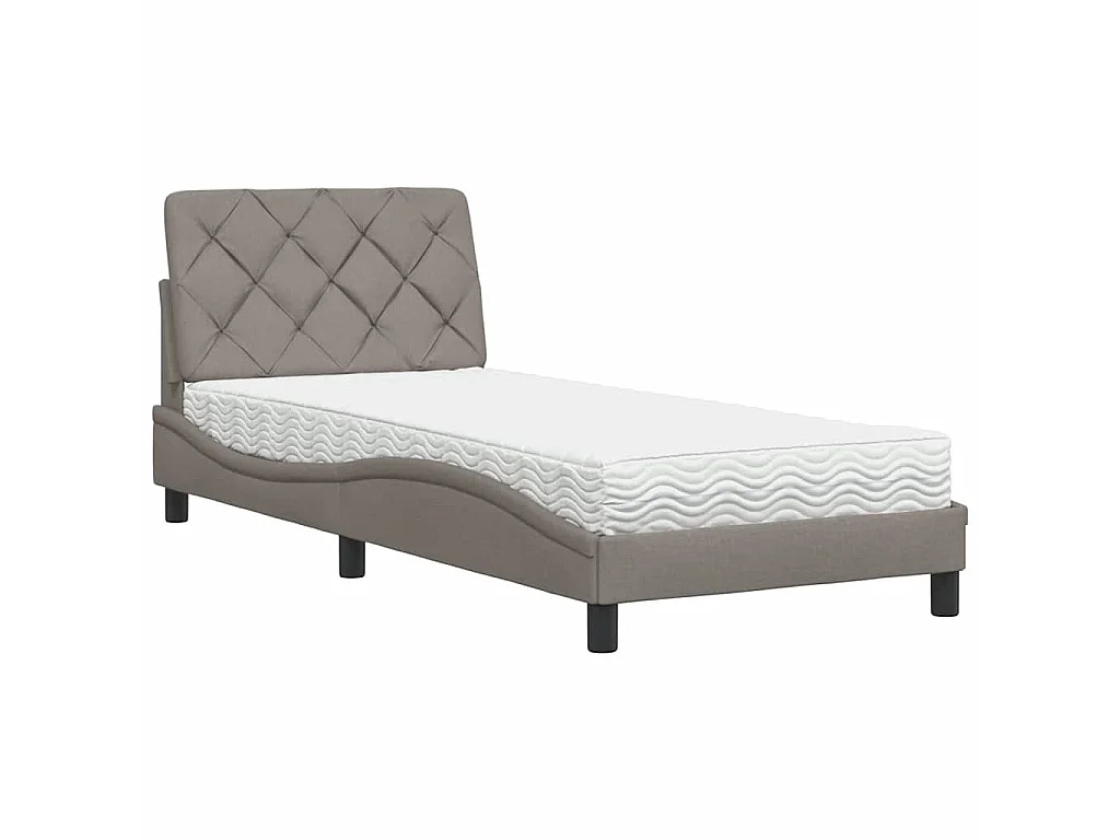 Bed met matras stof taupe 90x190 cm