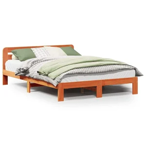 Bedframe zonder matras massief grenenhout wasbruin 150×200 cm Bedframe zonder matras massief grenenhout wasbruin 150×200 cm