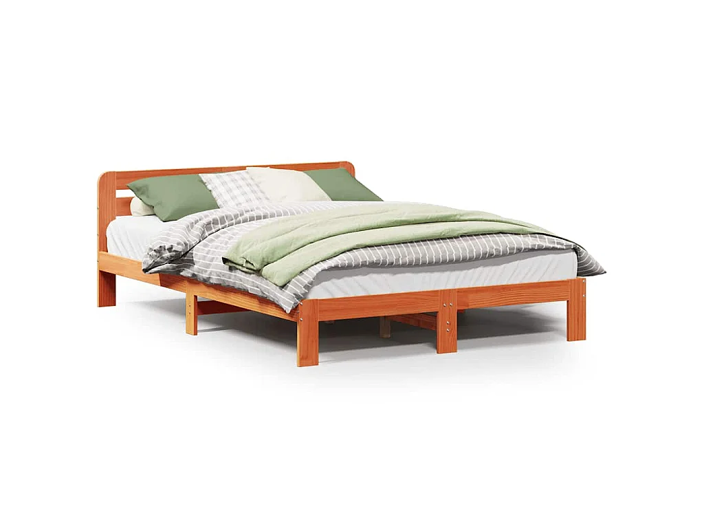 Bedframe zonder matras massief grenenhout wasbruin 150x200 cm