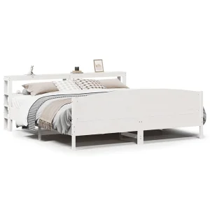 Bedframe zonder matras massief grenenhout wit 180×200 cm Bedframe zonder matras massief grenenhout wit 180×200 cm