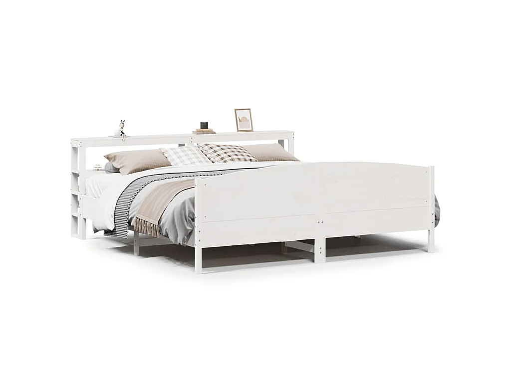 Bedframe zonder matras massief grenenhout wit 180x200 cm