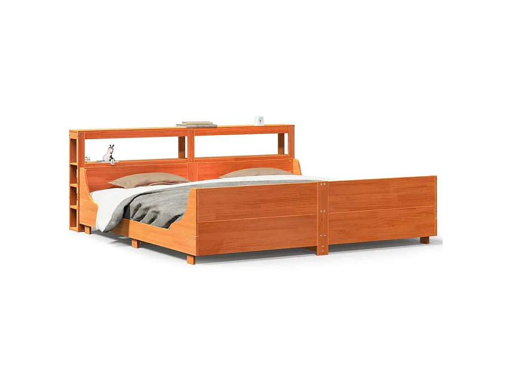 Bedframe zonder matras massief grenenhout wasbruin 200x200 cm