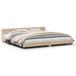 Bedframe zonder matras massief grenenhout 200×200 cm Bedframe zonder matras massief grenenhout 200×200 cm