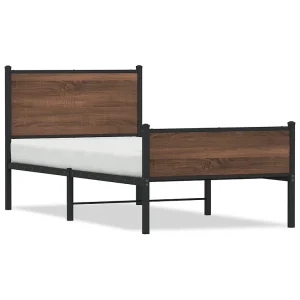 Bedframe zonder matras metaal bruin eikenkleurig 75×190 cm Bedframe zonder matras metaal bruin eikenkleurig 75×190 cm