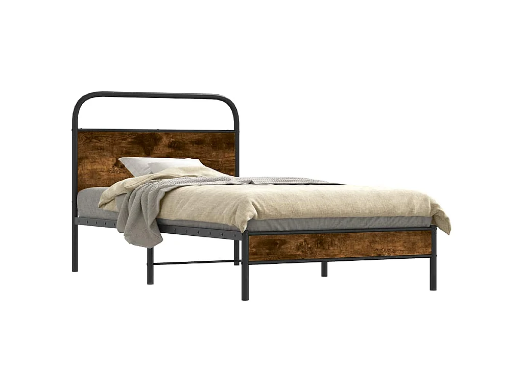 Bedframe zonder matras bewerkt hout gerookt eiken 90x200 cm