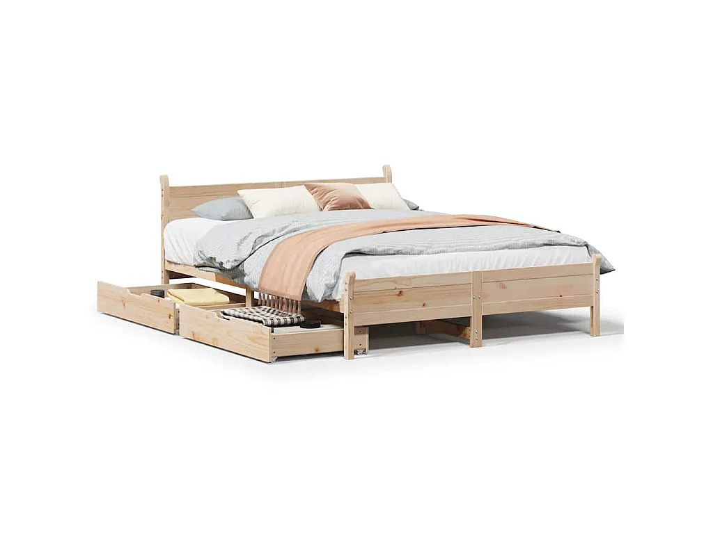 Bedframe zonder matras massief grenenhout 135x190 cm